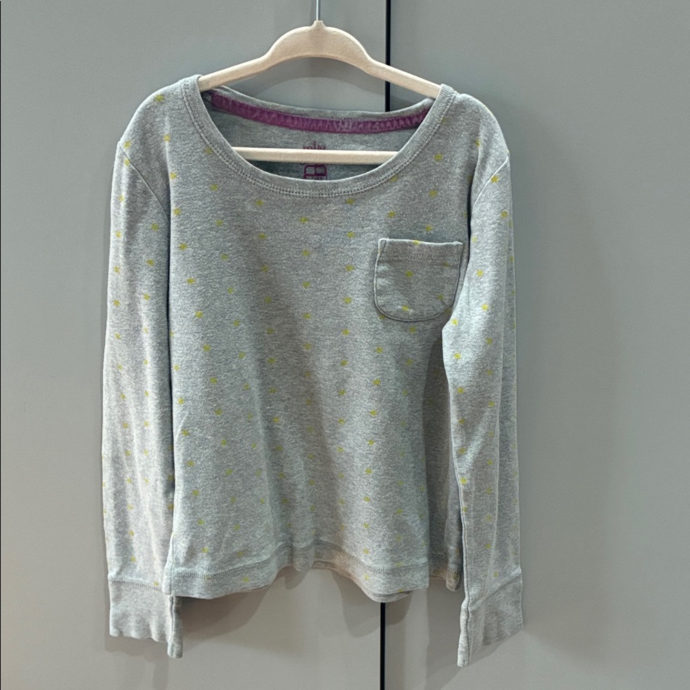 Mini Boden Gray Long Sleeve Tee with Yellow Dot Print